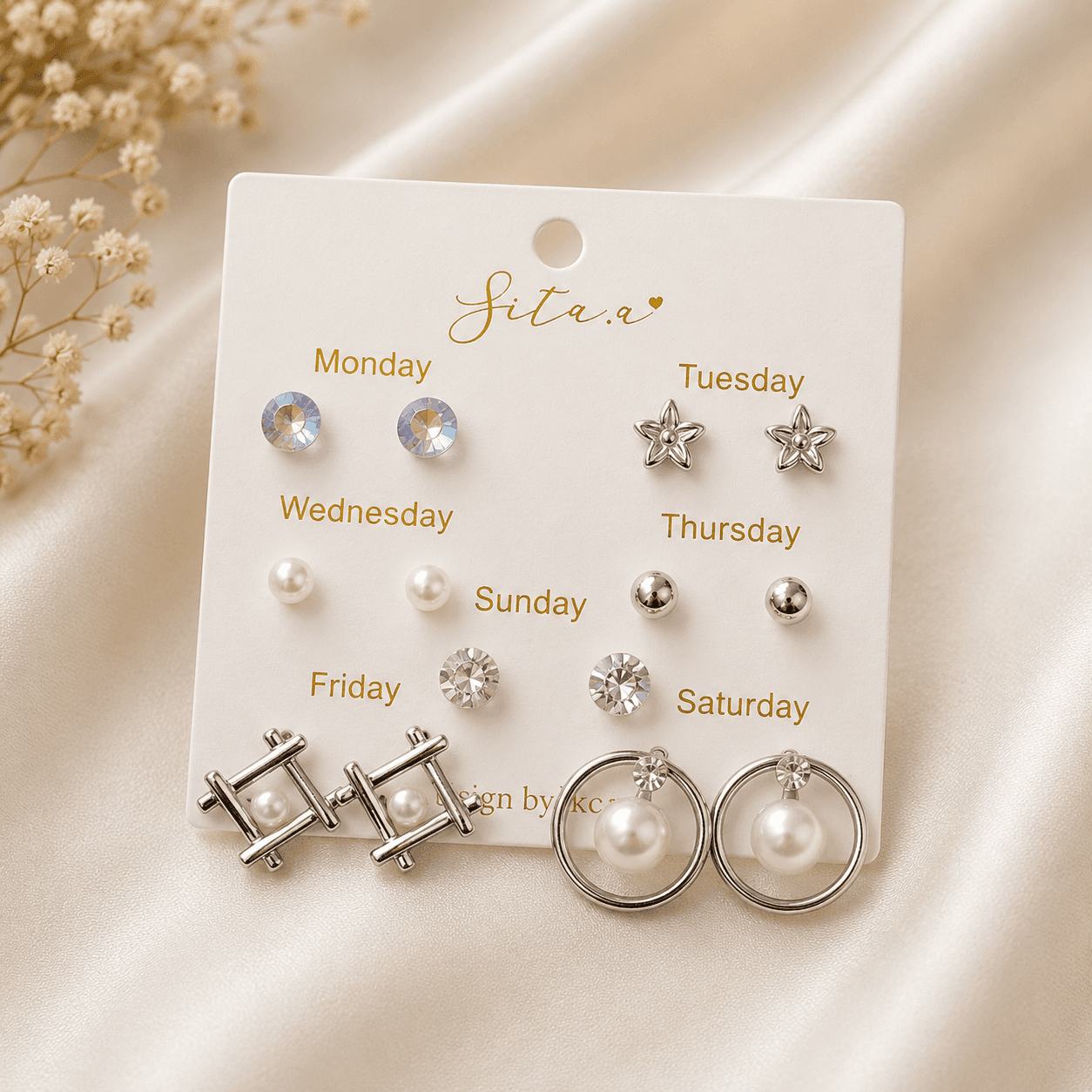 7-Pair Silver Elegance Stud Earring Set