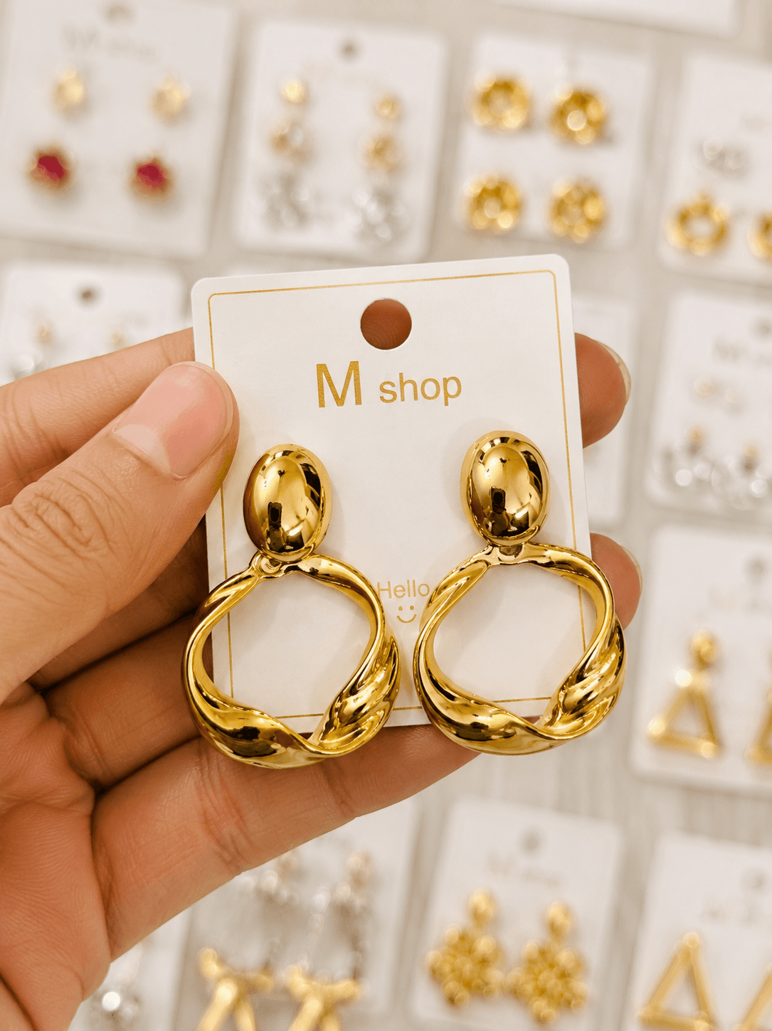 Twisted Gold Drop Earrings
