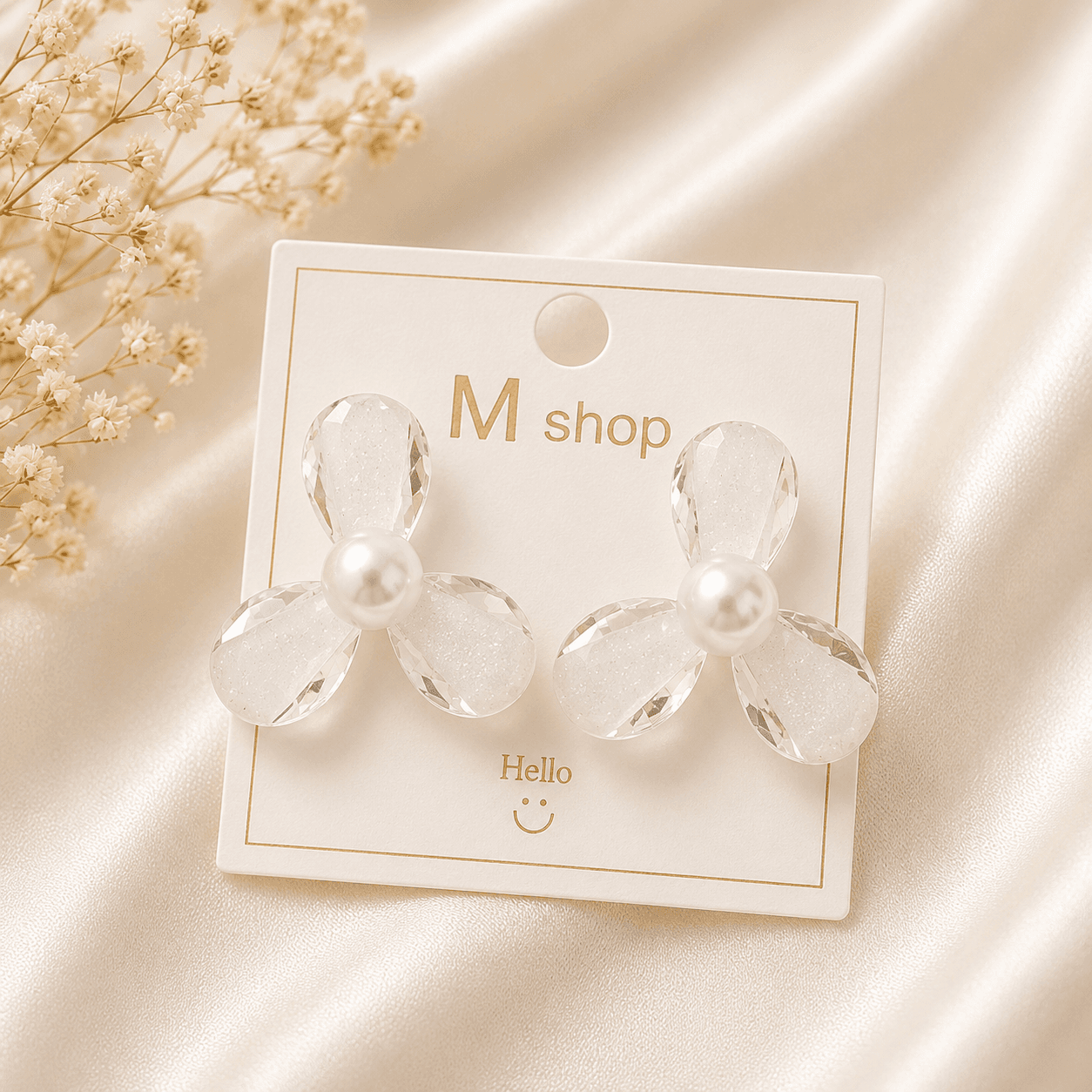 Crystal Bloom Pearl Earrings