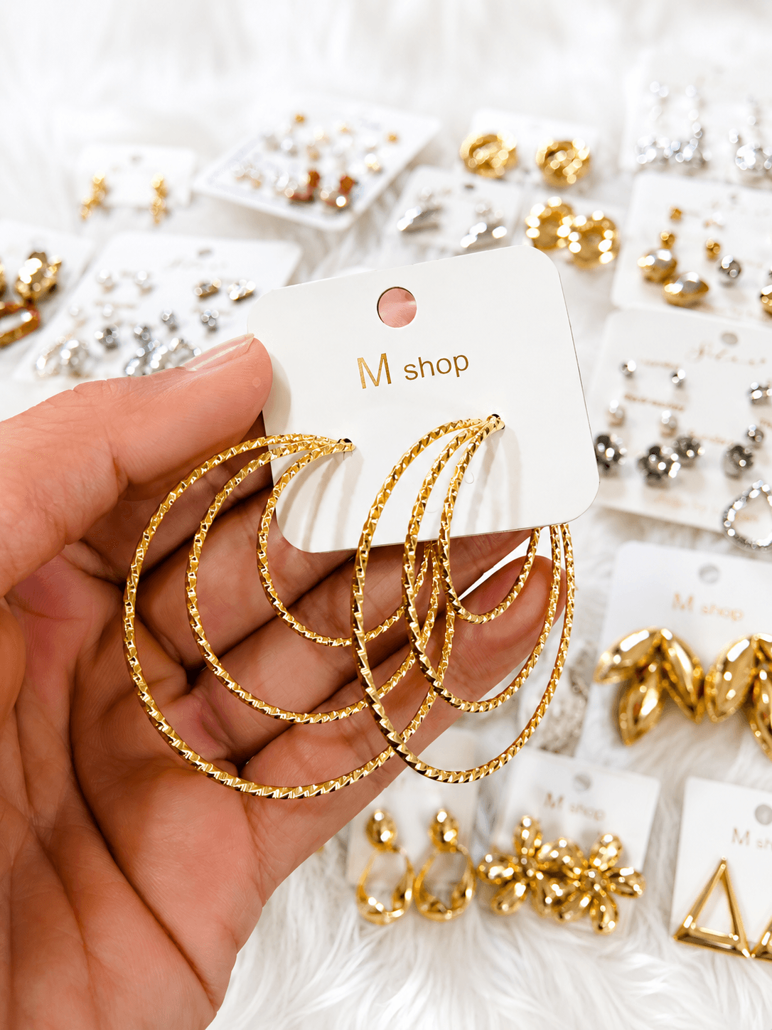 Layered Gold Hoop Statement Earrings