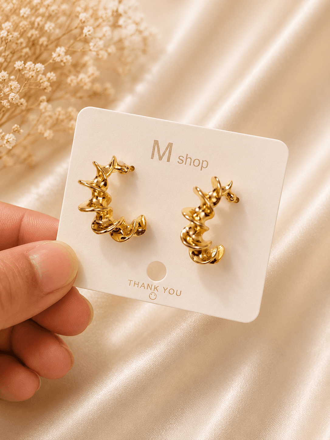 Sculpt Twist Gold Hoop Earrings