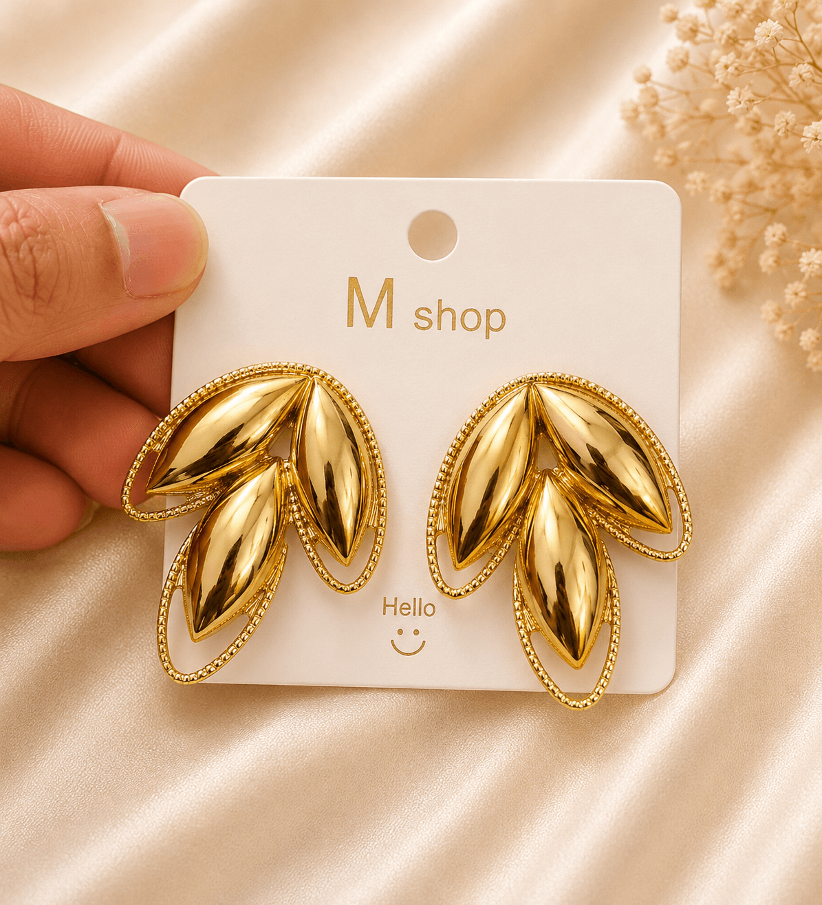 Golden Leaf Statement Earrings